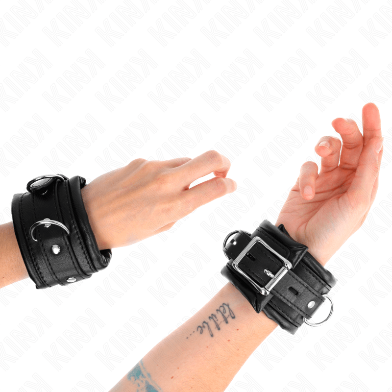 KINK - RESISTENZA DA POLSO PESANTE CON FODERA IN PELLICCIA NERA REGOLABILE 20 - 30 CM X 6 CM - KINK WRIST RESTRAINT - Intimo per le occasioni speciali | The Game Lingerie