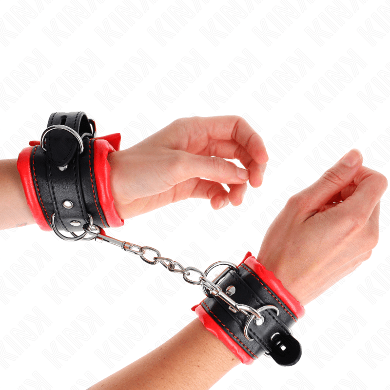 KINK - RESISTENZA DA POLSO PESANTE CON FODERA IN PELLICCIA ROSSA REGOLABILE 20 - 30 CM X 6 CM - KINK WRIST RESTRAINT - Intimo per le occasioni speciali | The Game Lingerie
