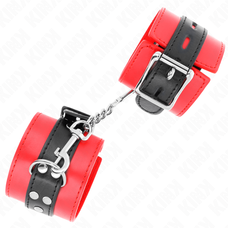 KINK - RESISTENZA DA POLSO ROSSO CON CINTURA NERA REGOLABILE 17 - 28 CM X 6 CM - KINK WRIST RESTRAINT - Intimo per le occasioni speciali | The Game Lingerie