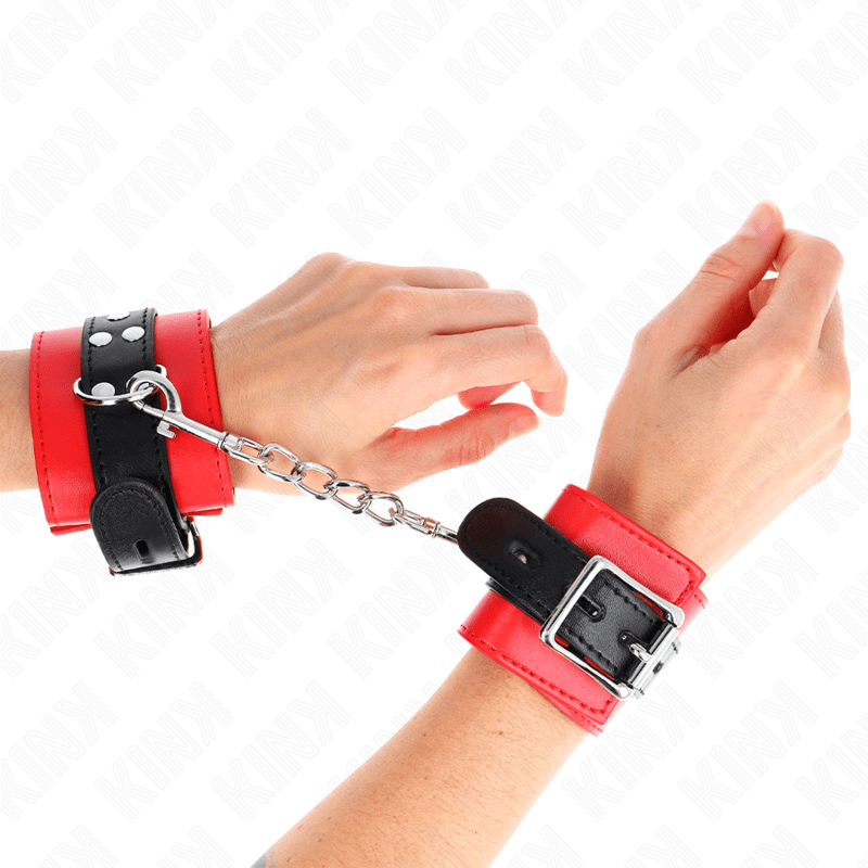 KINK - RESISTENZA DA POLSO ROSSO CON CINTURA NERA REGOLABILE 17 - 28 CM X 6 CM - KINK WRIST RESTRAINT - Intimo per le occasioni speciali | The Game Lingerie