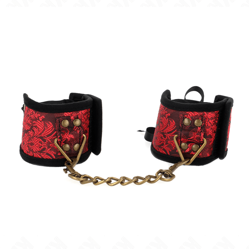 KINK - RESISTENZA DA POLSO SCANDALO DETTAGLI IN PIZZO ROSSO - NERO 24,5 CM X 6,5 CM - KINK WRIST RESTRAINT - Intimo per le occasioni speciali | The Game Lingerie