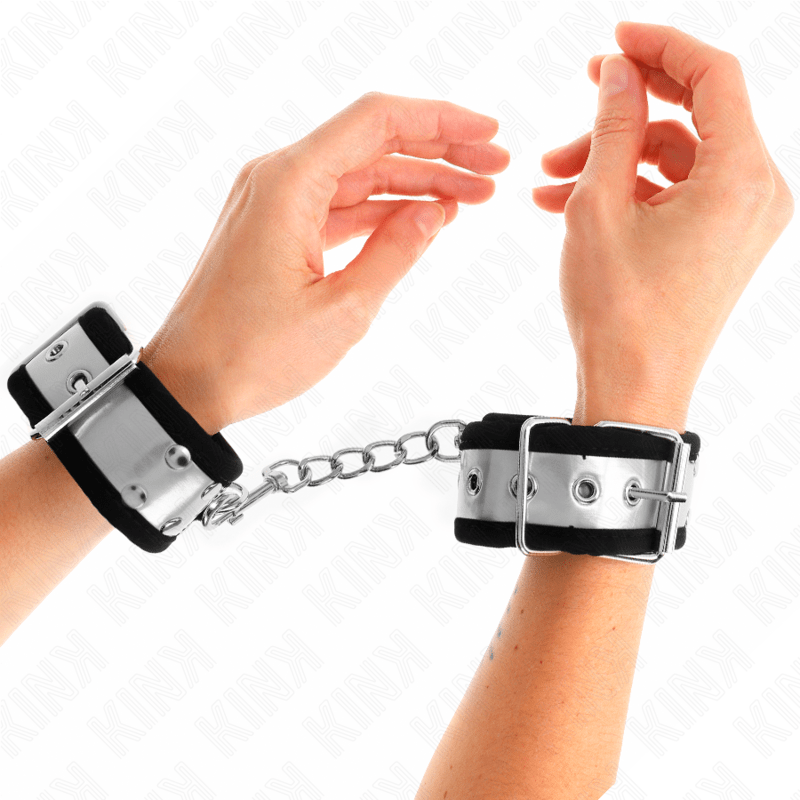 KINK - RESISTENZA DA POLSO SOTTILE NERO / ARGENTO 30 X 4 CM - KINK WRIST RESTRAINT - Intimo per le occasioni speciali | The Game Lingerie