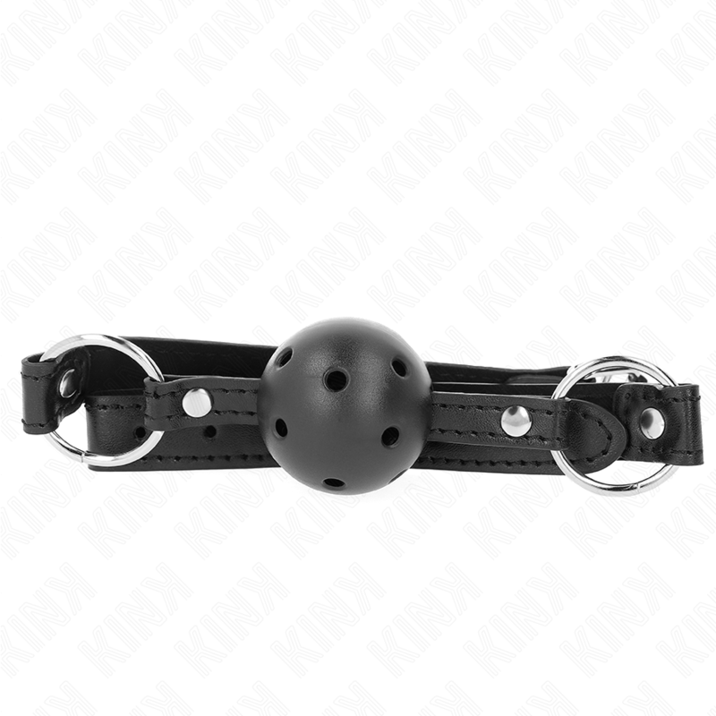 KINK - SFERA CAVA DURA NERA 4,5 CM MODELLO GAG 1 63,5 X 2 CM - KINK COLLAR & GAG - Intimo per le occasioni speciali | The Game Lingerie