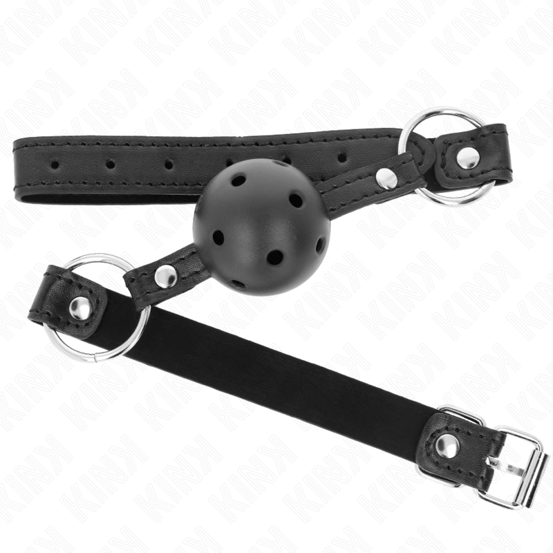 KINK - SFERA CAVA DURA NERA 4,5 CM MODELLO GAG 1 63,5 X 2 CM - KINK COLLAR & GAG - Intimo per le occasioni speciali | The Game Lingerie