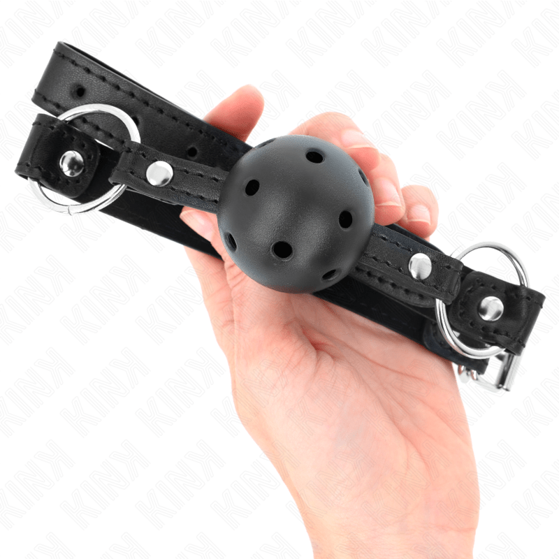 KINK - SFERA CAVA DURA NERA 4,5 CM MODELLO GAG 1 63,5 X 2 CM - KINK COLLAR & GAG - Intimo per le occasioni speciali | The Game Lingerie