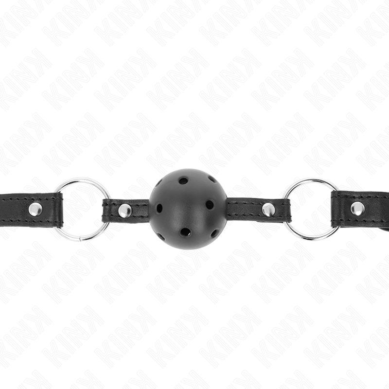 KINK - SFERA CAVA DURA NERA 4,5 CM MODELLO GAG 1 63,5 X 2 CM - KINK COLLAR & GAG - Intimo per le occasioni speciali | The Game Lingerie
