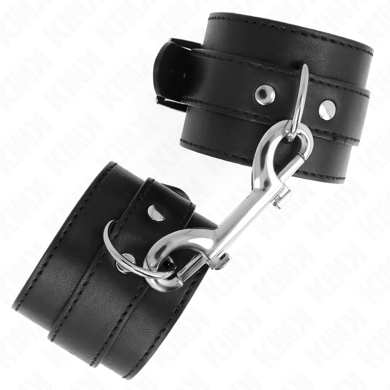 KINK - TENUTA DA POLSO - FILA DI RIVETTI SINGOLA E FIBBIA GRANDE NERA REGOLABILE 17 - 28 CM X 5 CM - KINK WRIST RESTRAINT - Intimo per le occasioni speciali | The Game Lingerie