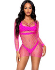 LEG AVENUE - ABITO IN RETE MANICA LUNGA FUCSIA TAGLIA UNICA - LEG AVENUE DRESSES - Intimo per le occasioni speciali | The Game Lingerie