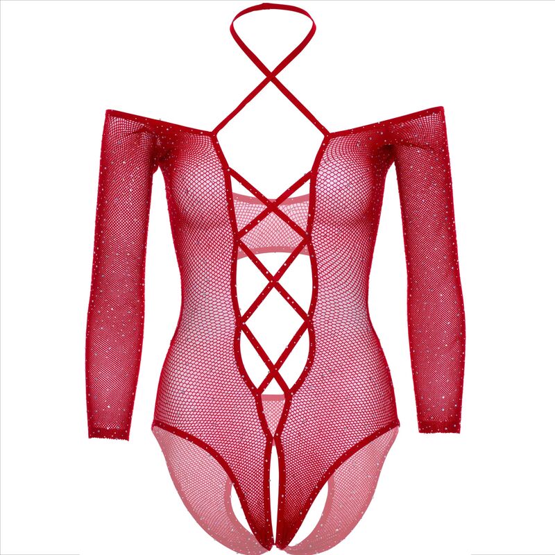 LEG AVENUE - BODY CROTHLESS CON ROSSO LUCIDO - LEG AVENUE BODYSTOCKINGS - Intimo per le occasioni speciali | The Game Lingerie