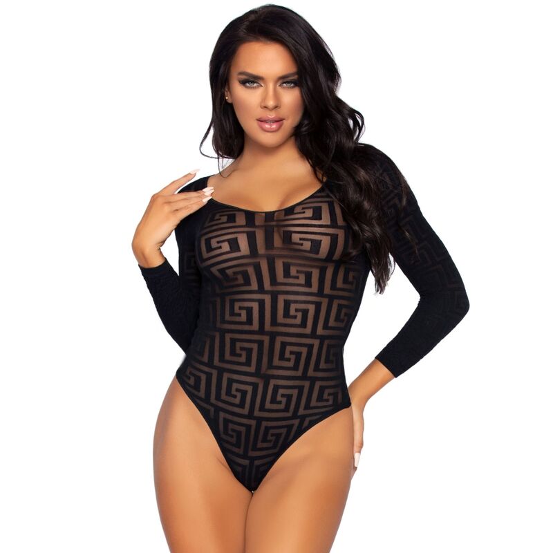 LEG AVENUE - BODY IN COTONE CON MOSAICO E SNAP TAGLIA UNICA - LEG AVENUE TEDDIES - Intimo per le occasioni speciali | The Game Lingerie