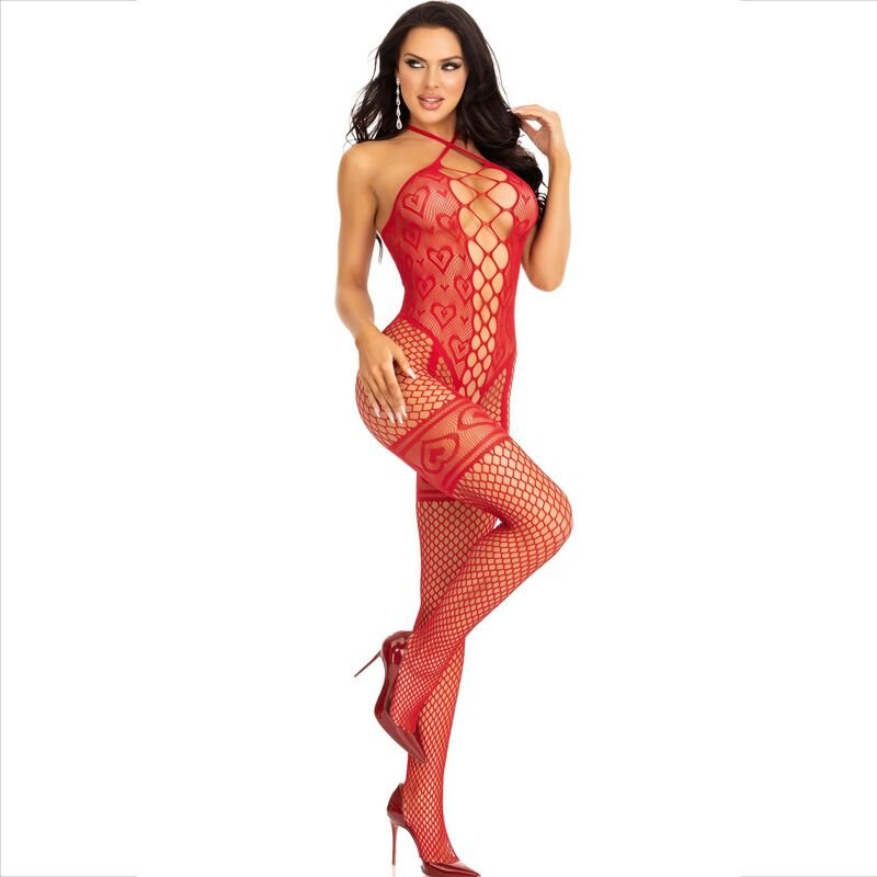 LEG AVENUE - BODYSTOCKING CAVEZZA COLLO ROSSO CUORI ROSSI - LEG AVENUE BODYSTOCKINGS - Intimo per le occasioni speciali | The Game Lingerie