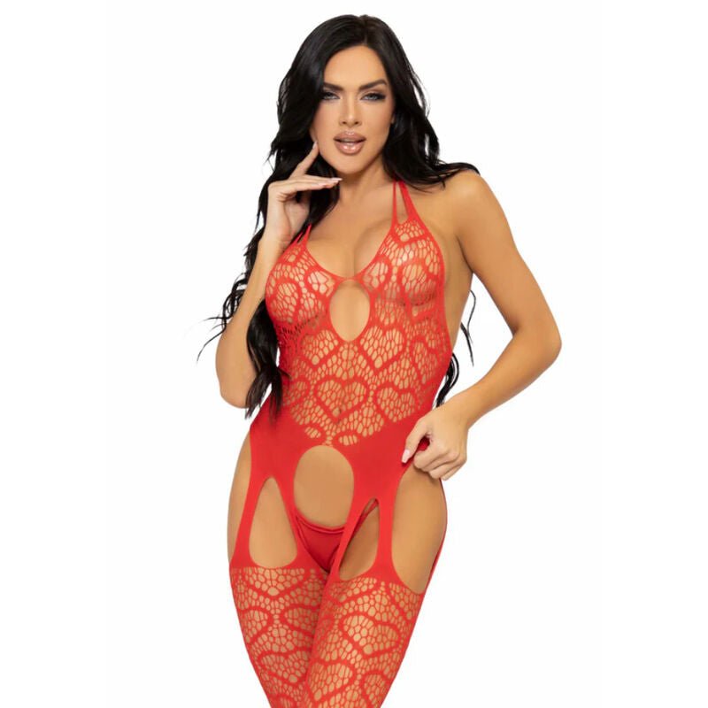 LEG AVENUE - BODYSTOCKING DE RED CON TIRANTES TALLA ÚNICA - NEGRO - LEG AVENUE BODYSTOCKINGS - Intimo per le occasioni speciali | The Game Lingerie