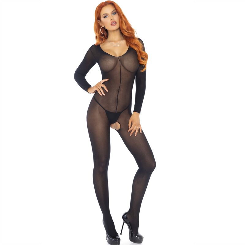 LEG AVENUE - BODYSTOCKING MANICA LUNGA NERO - LEG AVENUE BODYSTOCKINGS - Intimo per le occasioni speciali | The Game Lingerie