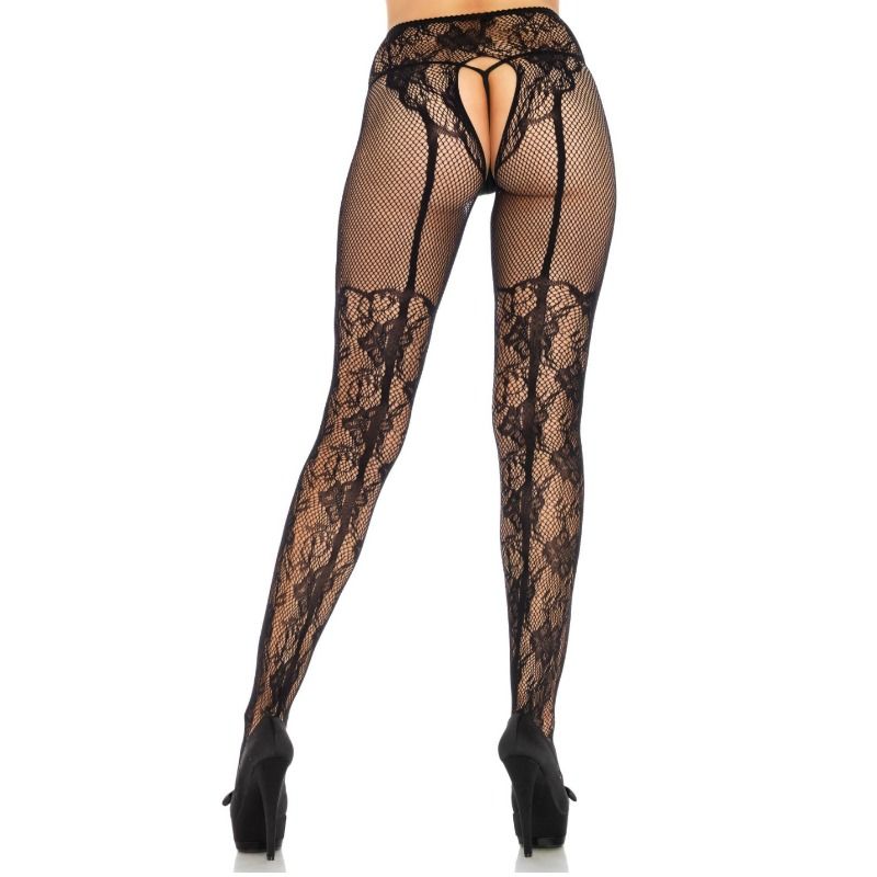LEG AVENUE - CALZA DISEGNO FIORI RETRO SENZA CROCE TAGLIA UNICA - LEG AVENUE HOSIERY - Intimo per le occasioni speciali | The Game Lingerie
