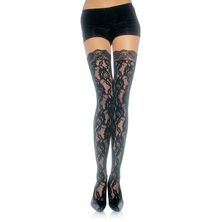 LEG AVENUE - CALZE IN PIZZO FLOREALE - LEG AVENUE HOSIERY - Intimo per le occasioni speciali | The Game Lingerie