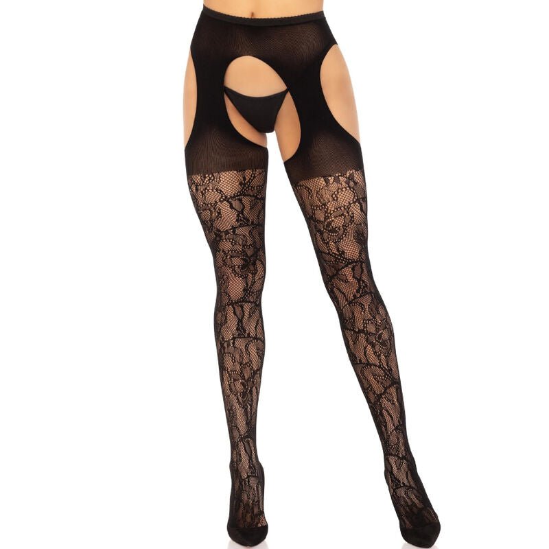 LEG AVENUE - CALZE REGGER IN PIZZO NERE - LEG AVENUE HOSIERY - Intimo per le occasioni speciali | The Game Lingerie