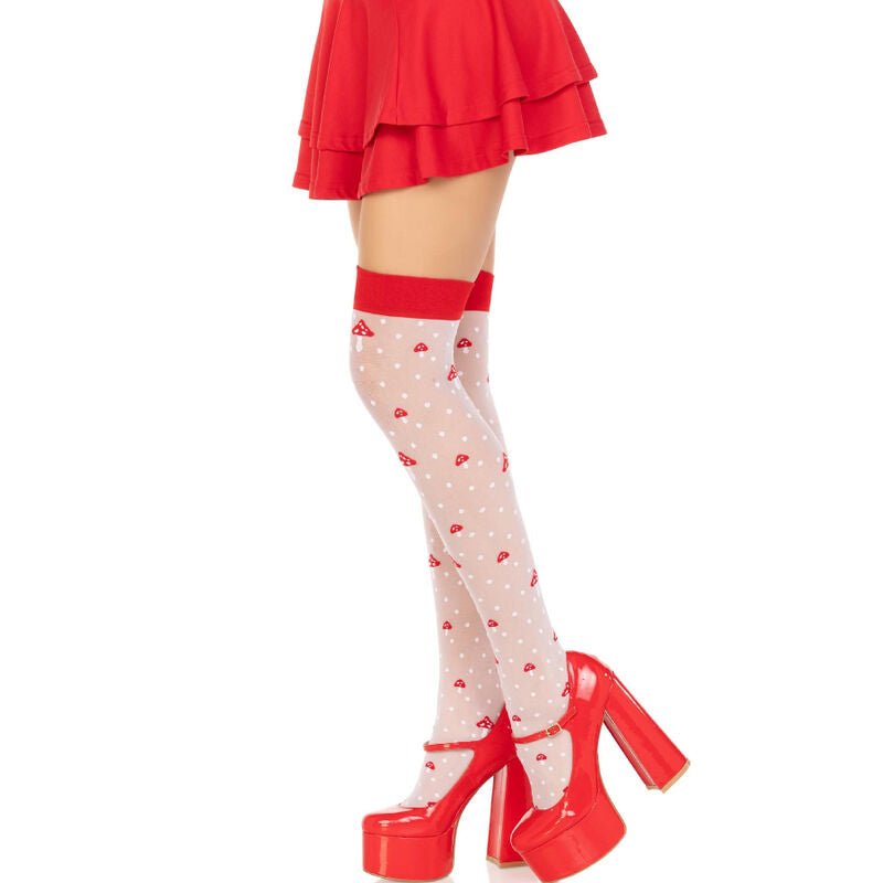 LEG AVENUE - CALZINI A FUNGO ROSSO/BIANCO - LEG AVENUE HOSIERY - Intimo per le occasioni speciali | The Game Lingerie