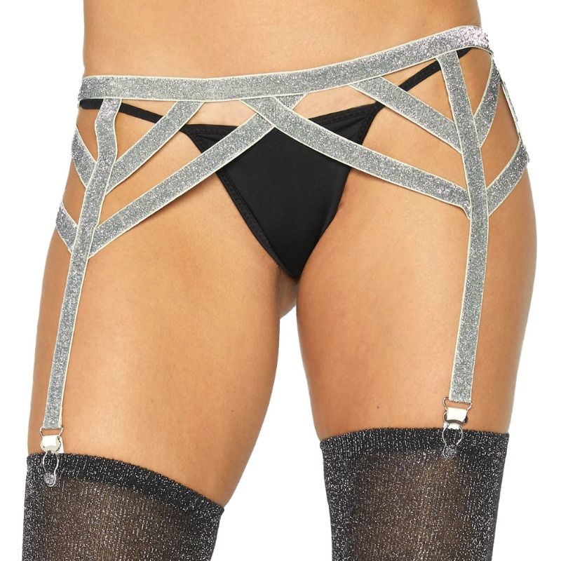 LEG AVENUE - CINTURA ELASTICA IN LUREX ARGENTO TAGLIA UNICA - LEG AVENUE ACCESSORIES - Intimo per le occasioni speciali | The Game Lingerie