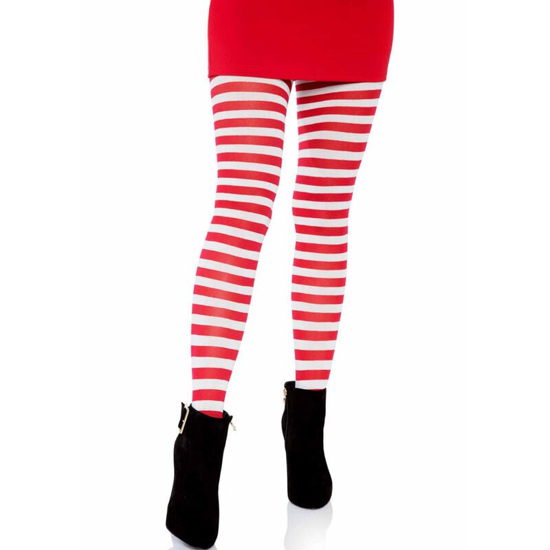 LEG AVENUE - COLLANT A RIGHE BIANCO/ROSSO - LEG AVENUE HOSIERY - Intimo per le occasioni speciali | The Game Lingerie