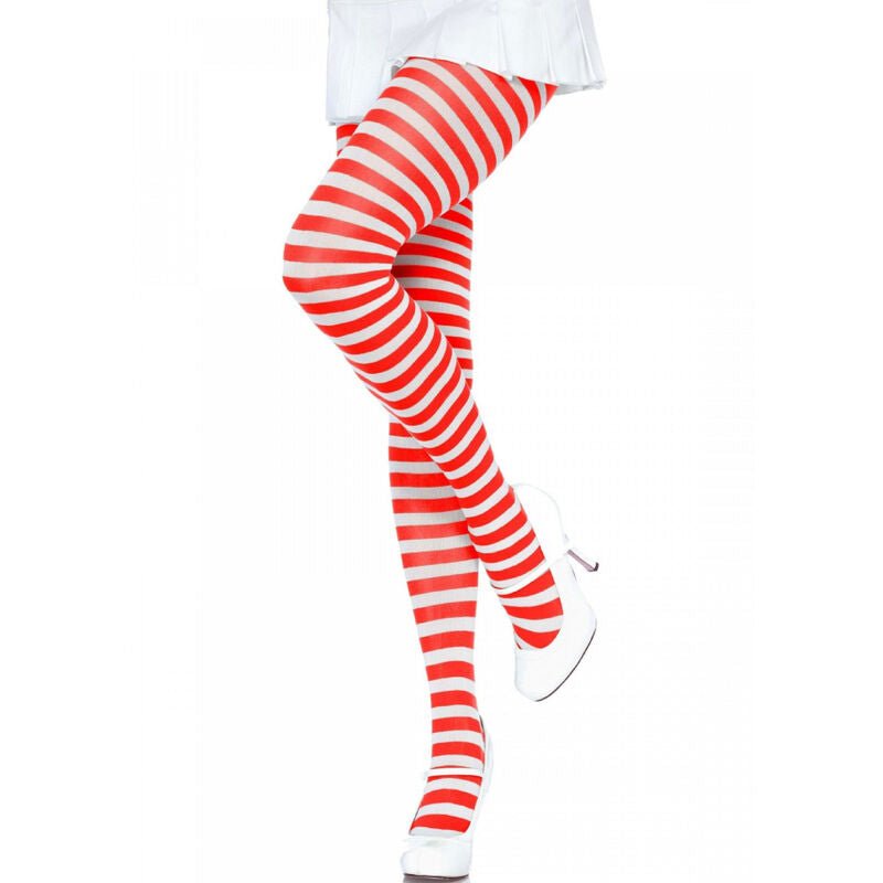 LEG AVENUE - COLLANT A RIGHE BIANCO/ROSSO - LEG AVENUE HOSIERY - Intimo per le occasioni speciali | The Game Lingerie