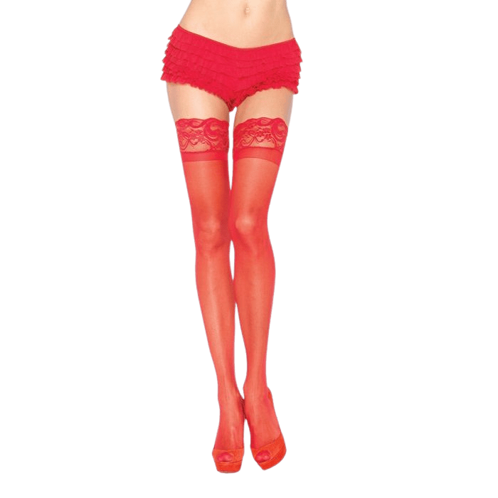 LEG AVENUE - COLLANT ROSSO CON PIZZO AUTOADESIVO - LEG AVENUE HOSIERY - Intimo per le occasioni speciali | The Game Lingerie