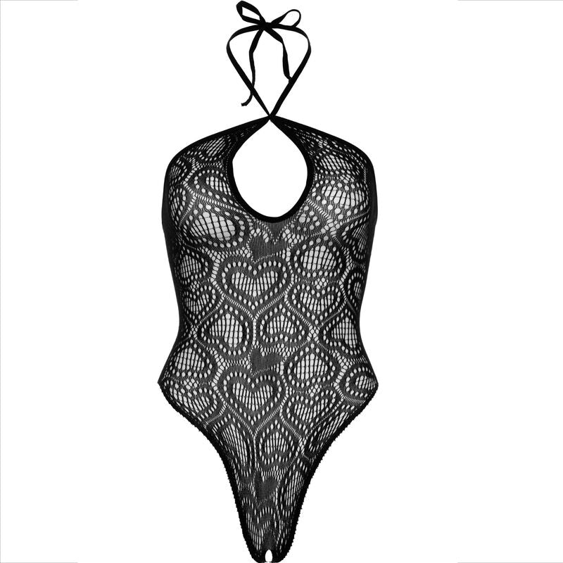 LEG AVENUE - CORPO SENZA CUCITURE CON COLLO ALLACQUA NERO - LEG AVENUE BODYSTOCKINGS - Intimo per le occasioni speciali | The Game Lingerie
