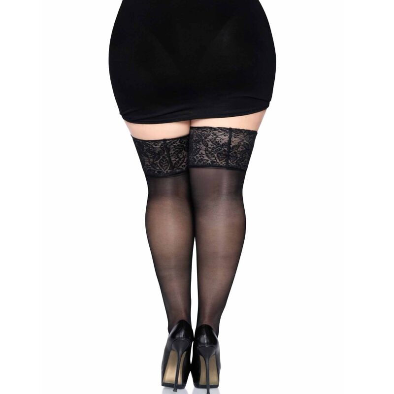 LEG AVENUE - COSTUME AUTOREGGENTE ALTA COSCIA VETRATA PLUS TAGLIA - LEG AVENUE HOSIERY - Intimo per le occasioni speciali | The Game Lingerie