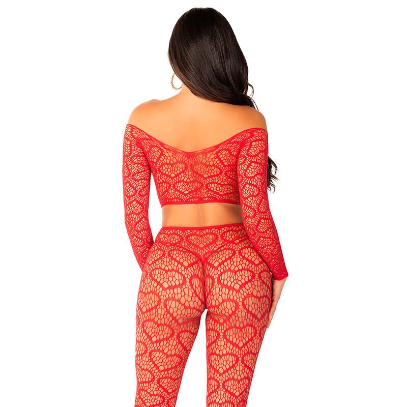 LEG AVENUE - CROP TOP + CALZE ROSSO TAGLIA UNICA - LEG AVENUE BODYSTOCKINGS - Intimo per le occasioni speciali | The Game Lingerie