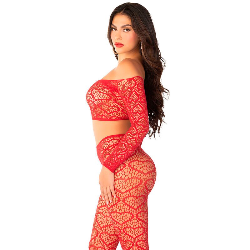 LEG AVENUE - CROP TOP + CALZE ROSSO TAGLIA UNICA - LEG AVENUE BODYSTOCKINGS - Intimo per le occasioni speciali | The Game Lingerie