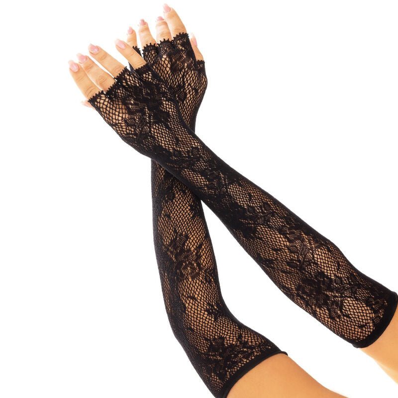 LEG AVENUE - GUANTI SENZA DITA IN RETE FLOREALE NERO - LEG AVENUE HOSIERY - Intimo per le occasioni speciali | The Game Lingerie
