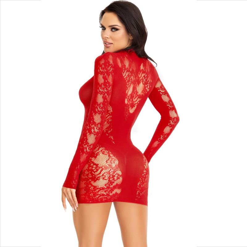 LEG AVENUE - MINI ABITO CON PIZZO MANICA LUNGA ROSSO - LEG AVENUE DRESSES - Intimo per le occasioni speciali | The Game Lingerie
