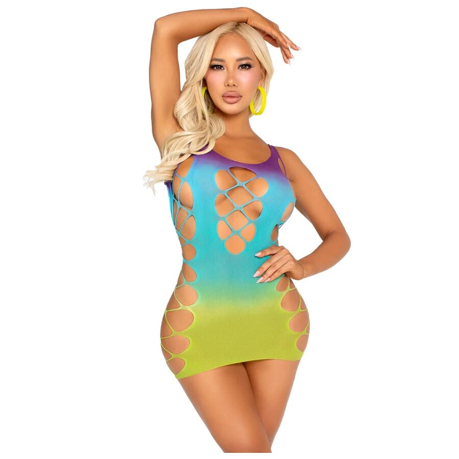 LEG AVENUE - MINI ABITO SENZA CUCITURE CON APERTURE OCEANO - LEG AVENUE DRESSES - Intimo per le occasioni speciali | The Game Lingerie
