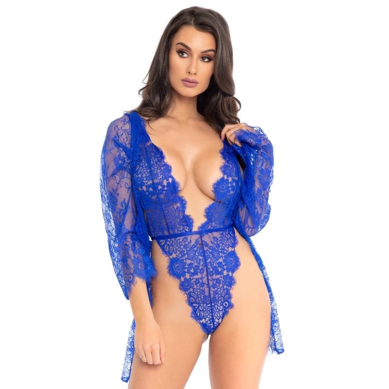 LEG AVENUE - ORSACCHIOTTO E VESTAGLIA BLU S - LEG AVENUE TEDDIES - Intimo per le occasioni speciali | The Game Lingerie