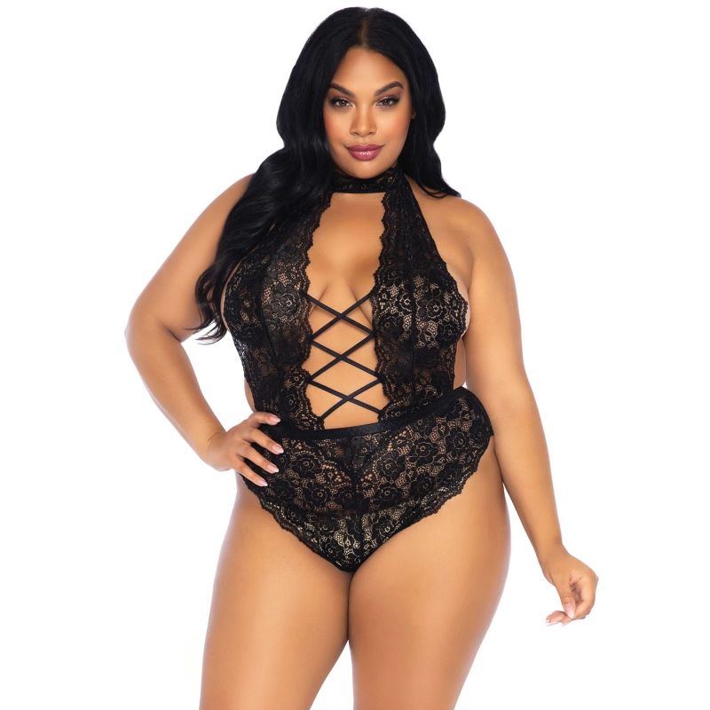 LEG AVENUE - ORSACCHIOTTO SENZA CROCE IN PIZZO FLOREALE TAGLIA PLUS - LEG AVENUE TEDDIES - Intimo per le occasioni speciali | The Game Lingerie