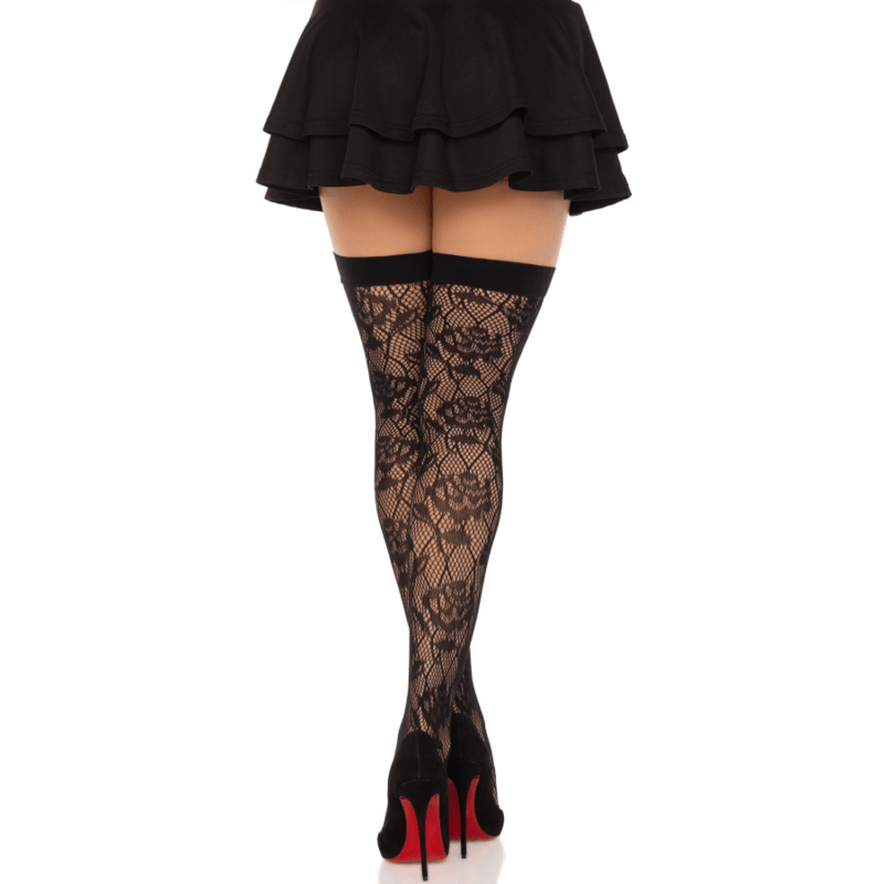 LEG AVENUE - ROSE SELVATICHE NET STOCK NERO - LEG AVENUE HOSIERY - Intimo per le occasioni speciali | The Game Lingerie
