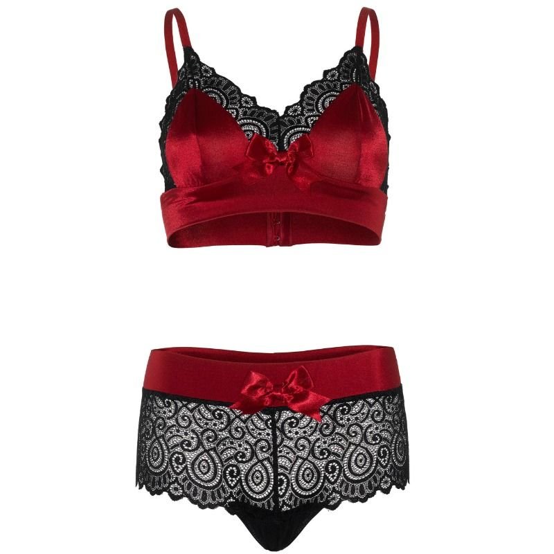 LEG AVENUE - SET 2 PEZZI NERO E ROSSO S/M - LEG AVENUE SETS - Intimo per le occasioni speciali | The Game Lingerie