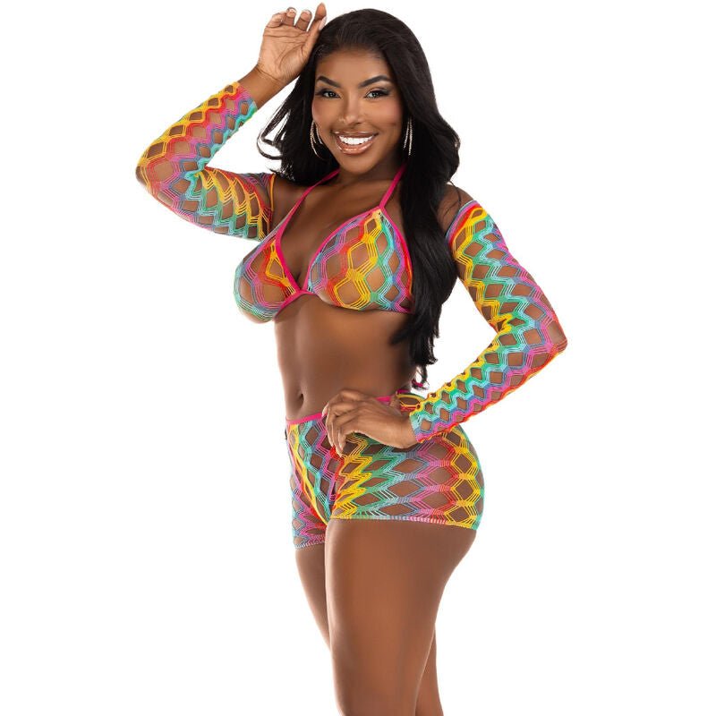 LEG AVENUE - SET TRE PEZZI MULTICOLORE - LEG AVENUE SETS - Intimo per le occasioni speciali | The Game Lingerie