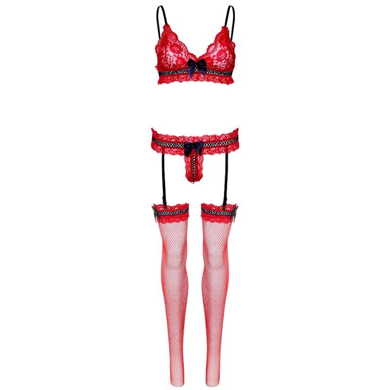 LEG AVENUE - SET TRE PEZZI TAGLIA UNICA - ROSSO - LEG AVENUE SETS - Intimo per le occasioni speciali | The Game Lingerie