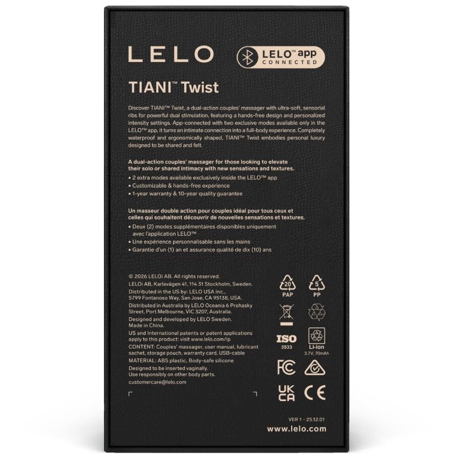 LELO - TIANI VIBRATORE PER COPPIE TWIST ROSA TENUE - LELO - Intimo per le occasioni speciali | The Game Lingerie