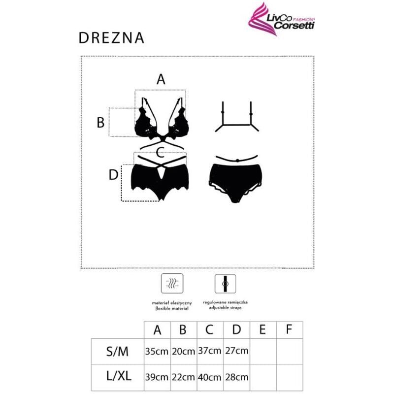 LIVCO CORSETTI FASHION - DREZNA LC 90733 REGGISENO + SLIP NERO - LIVCO CORSETTI SETS - Intimo per le occasioni speciali | The Game Lingerie