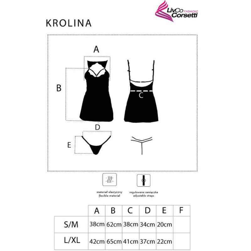 LIVCO CORSETTI FASHION - KROLINA LC 90734 CHEMISE + PERIZOMA NERO S/M - LIVCO CORSETTI SETS - Intimo per le occasioni speciali | The Game Lingerie