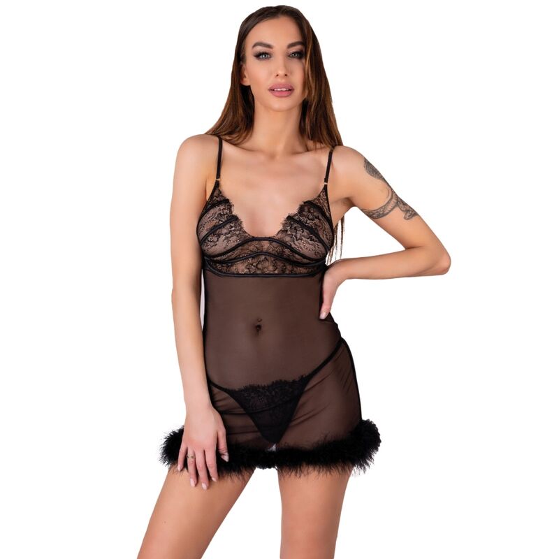 LIVCO CORSETTI FASHION - SET ZERUNAM BABYDOLL + PERIZOMA NERO - LIVCO CORSETTI SETS - Intimo per le occasioni speciali | The Game Lingerie