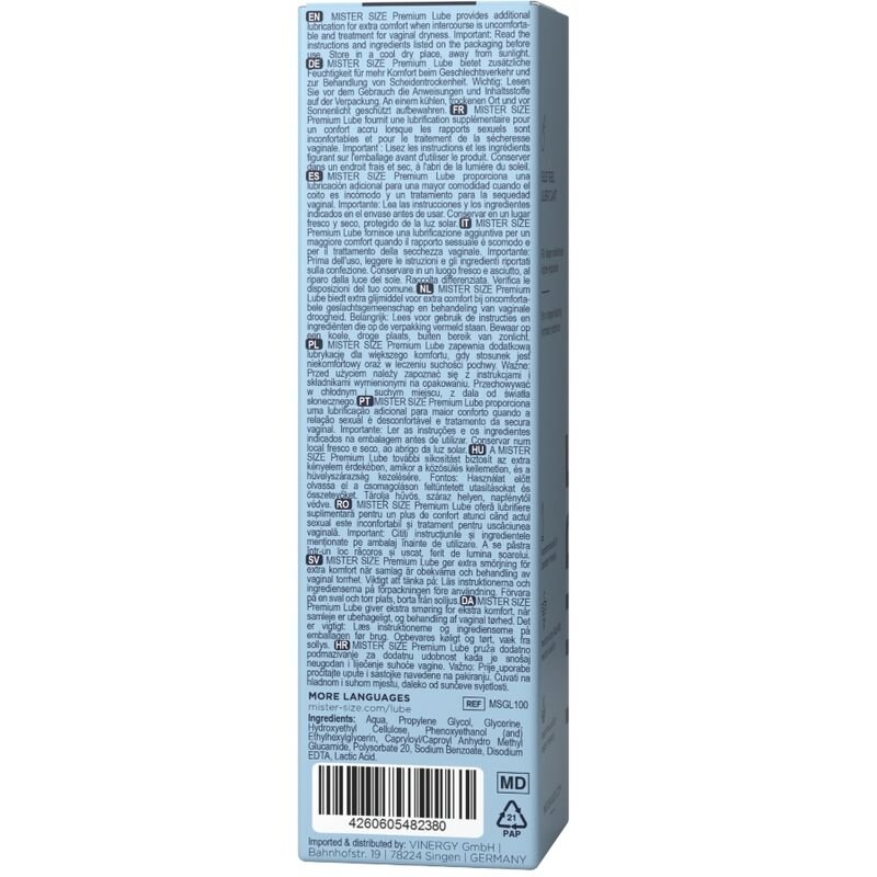 MISTER SIZE - LUBRIFICANTE PREMIUM 100 ML - MISTER SIZE - Intimo per le occasioni speciali | The Game Lingerie