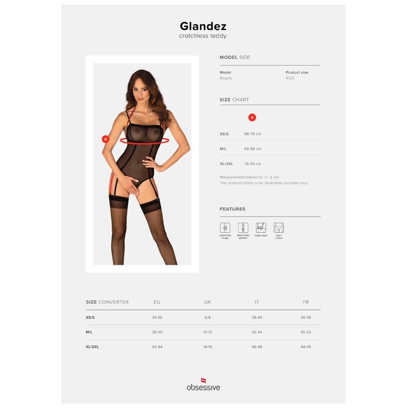 OBSESSIVE - GLANDEZ TEDDY CROTCHLESS XL/XXL - OBSESSIVE TEDDIES - Intimo per le occasioni speciali | The Game Lingerie