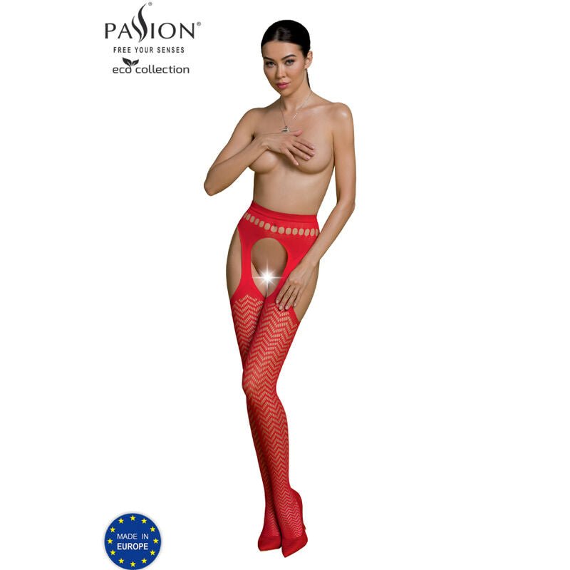 PASSION - COLLEZIONE ECO BODYSTOCKING ECO S002 ROSSO - PASSION WOMAN GARTER & STOCK - Intimo per le occasioni speciali | The Game Lingerie