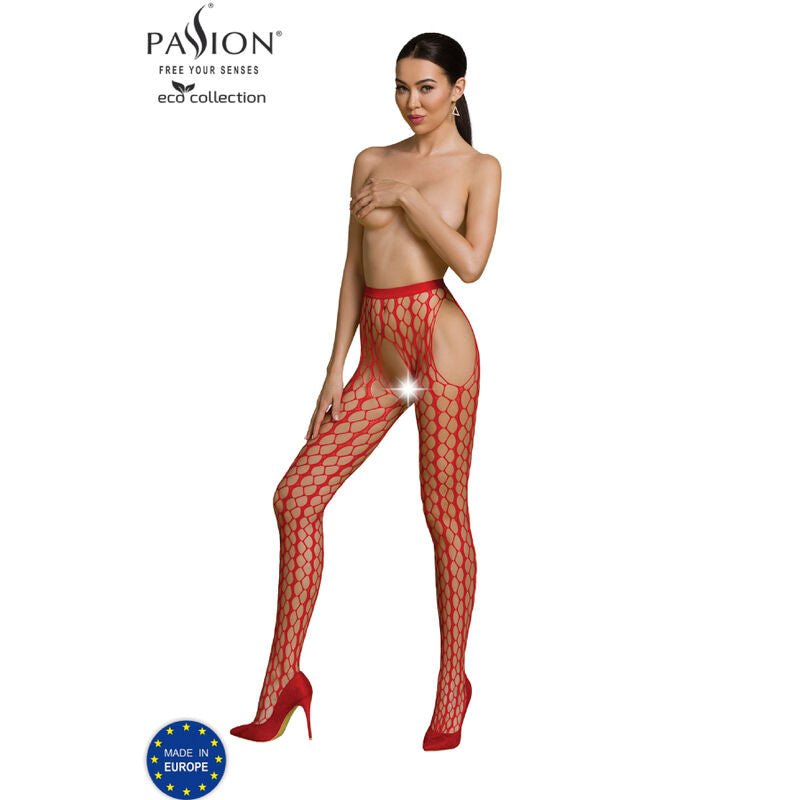 PASSION - COLLEZIONE ECO BODYSTOCKING ECO S007 ROSSO - PASSION WOMAN GARTER & STOCK - Intimo per le occasioni speciali | The Game Lingerie