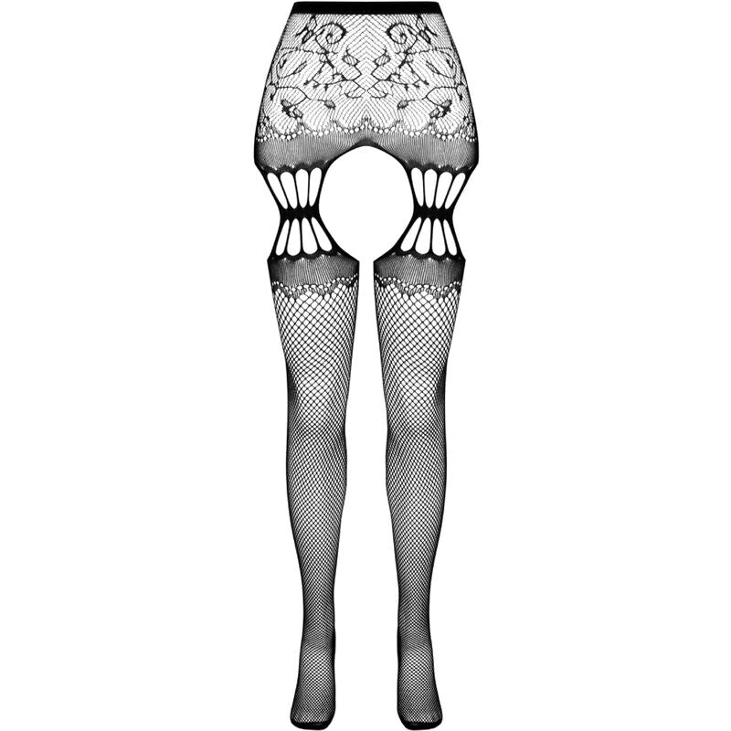 PASSION - S027 COLLANT NERO CON GIARRETTIERA TAGLIA UNICA - PASSION WOMAN GARTER & STOCK - Intimo per le occasioni speciali | The Game Lingerie