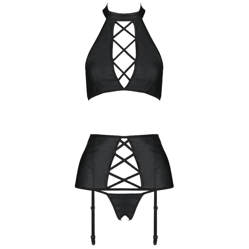 PASSION - SET NANCY IN PELLE ECOLOGICA S/M - PASSION WOMAN SETS - Intimo per le occasioni speciali | The Game Lingerie