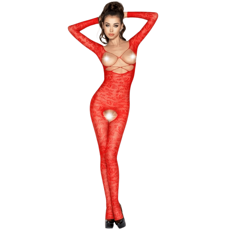 PASSION - WOMAN BS031 BODYSTOCKING ROSSO TAGLIA UNICA - PASSION WOMAN BODYSTOCKINGS - Intimo per le occasioni speciali | The Game Lingerie