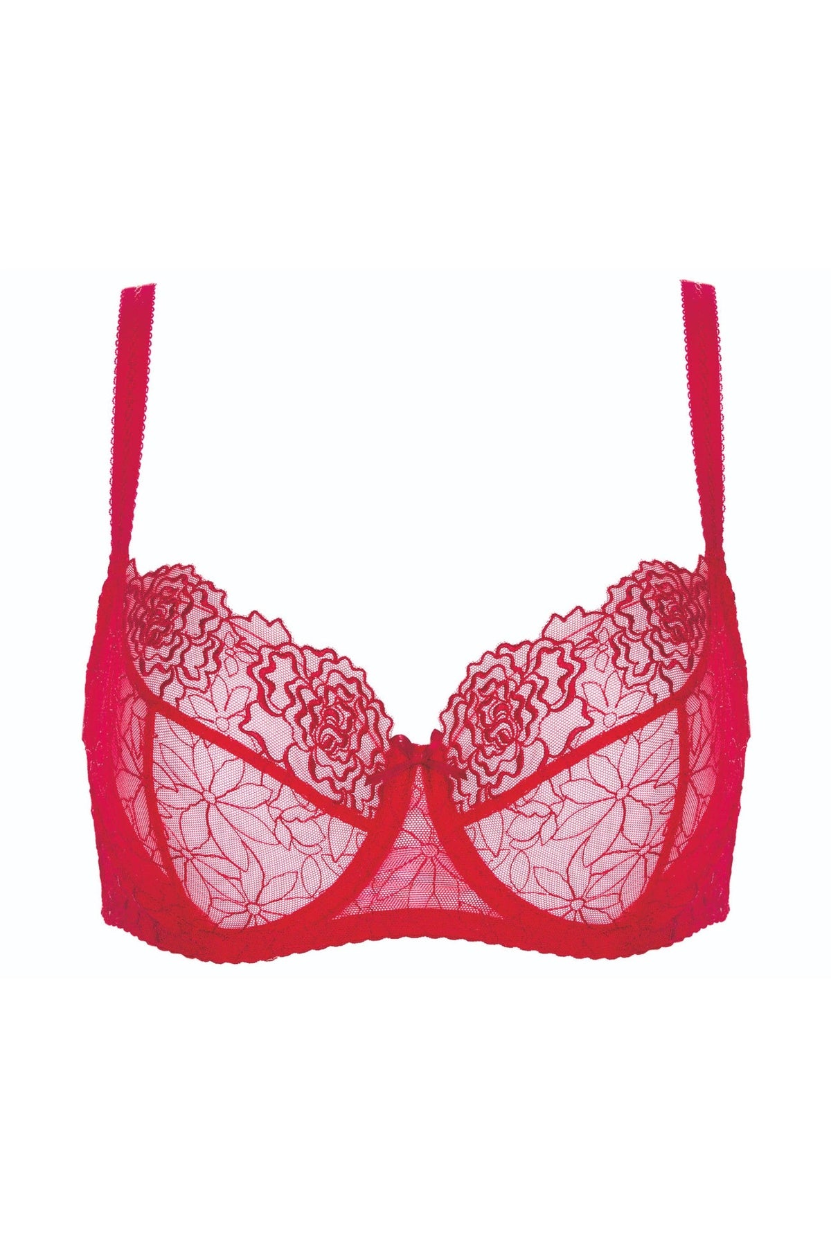 Reggiseno Morbido con Ricami Floreali e Ferretto Pamela Rosso - Gorteks - Intimo per le occasioni speciali | The Game Lingerie